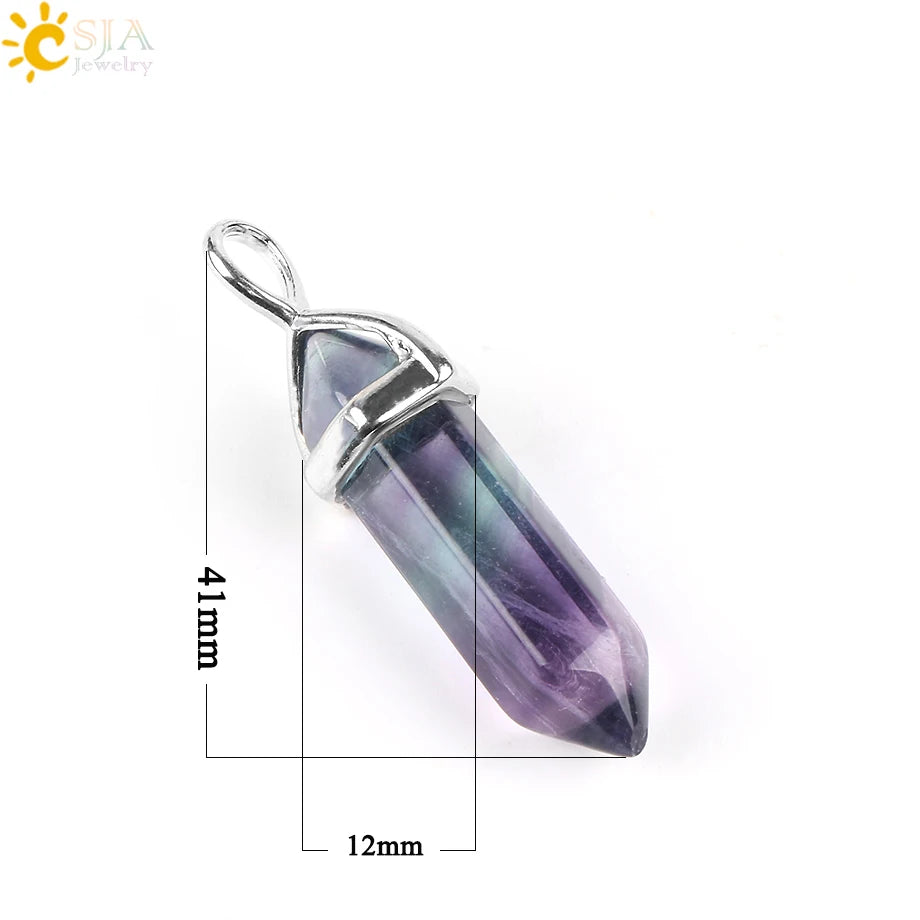 Natural Fluorite Hexagonal Pendant Necklace