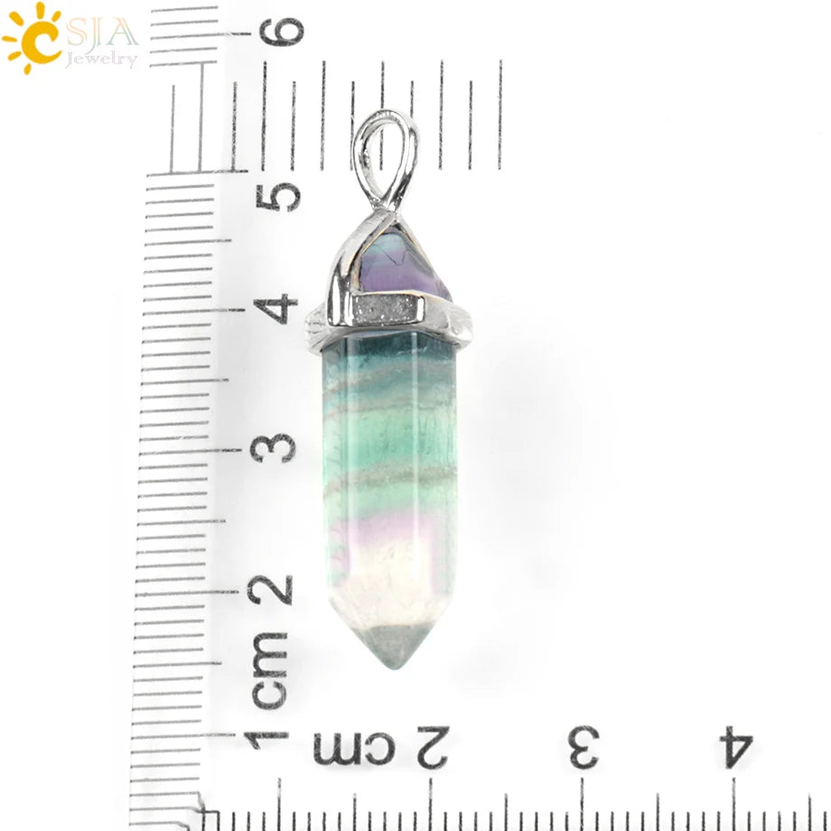 Natural Fluorite Hexagonal Pendant Necklace