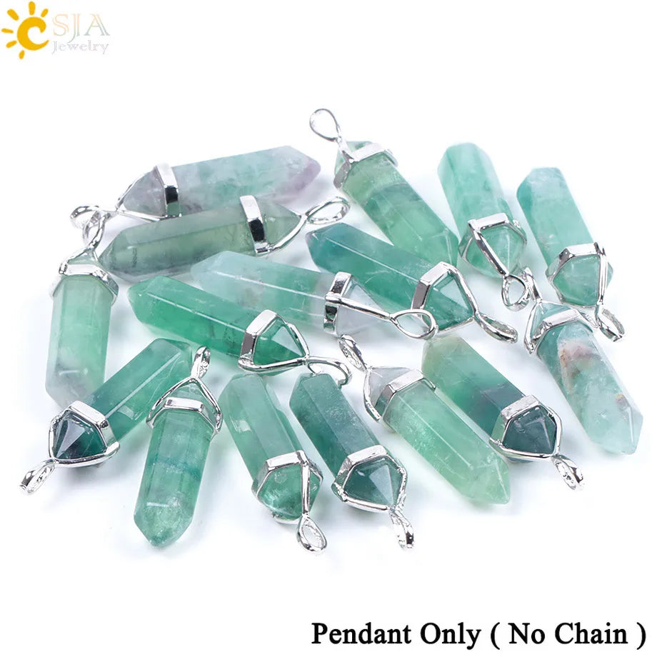 Natural Fluorite Hexagonal Pendant Necklace