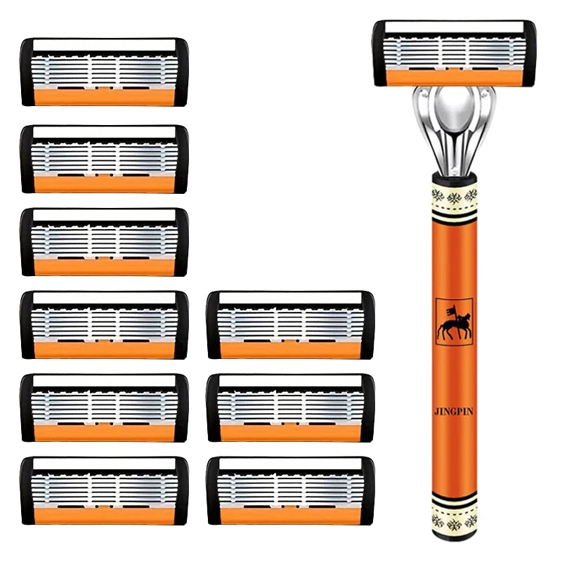 Six-Blade Manual Razor Set with Refills