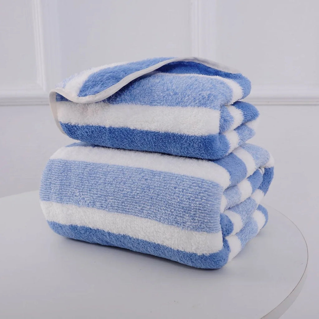 Quick-Dry Striped Bath & Face Towels