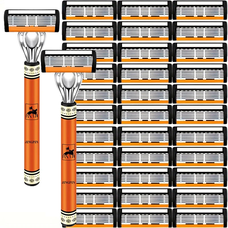 Six-Blade Manual Razor Set with Refills