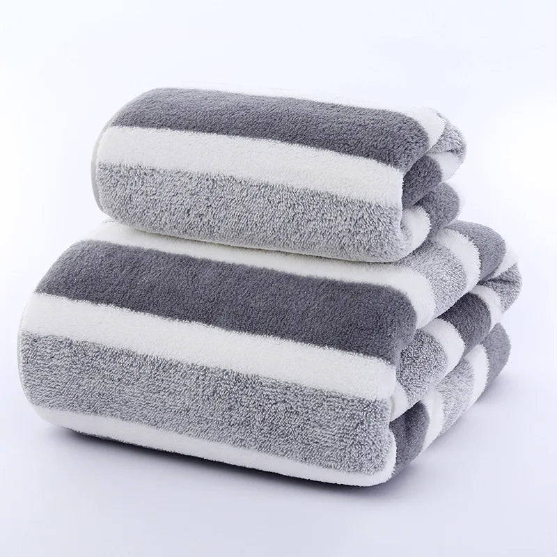 Quick-Dry Striped Bath & Face Towels