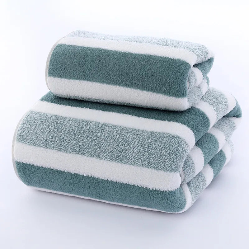Quick-Dry Striped Bath & Face Towels