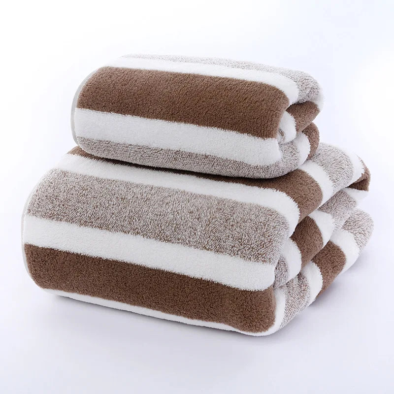 Quick-Dry Striped Bath & Face Towels