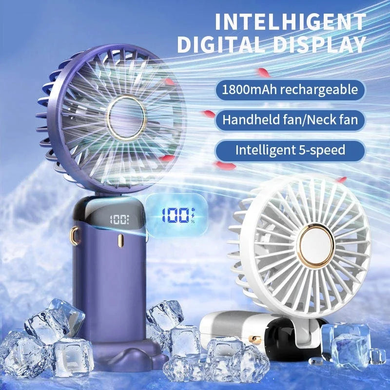 Rechargeable 5-Speed Neck & Handheld Fan