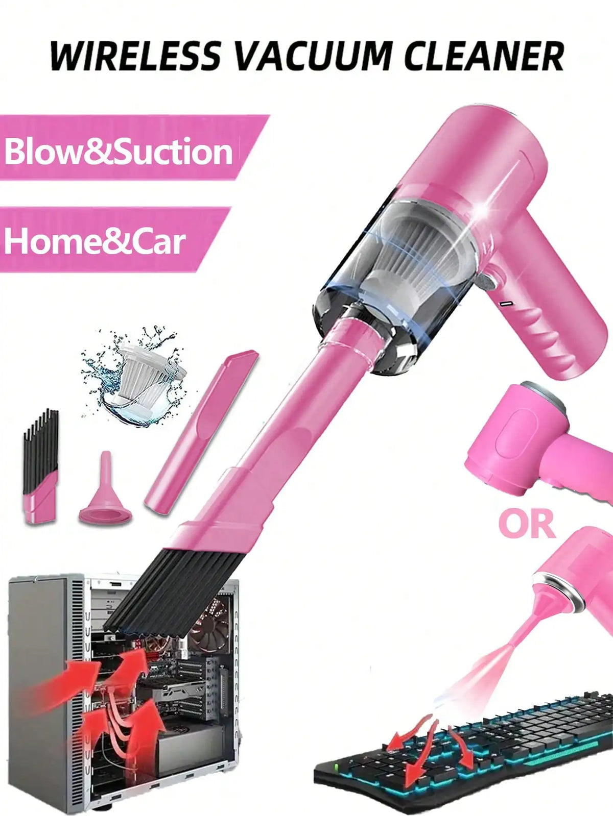 3 In 1 Integrated Suction And Blowing Vacuum Combination Vacuum Cleaner USB Charging Small Car Household Vacuum Cleaner