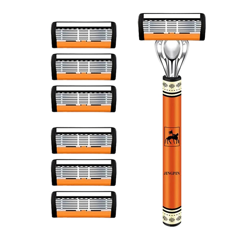 Six-Blade Manual Razor Set with Refills