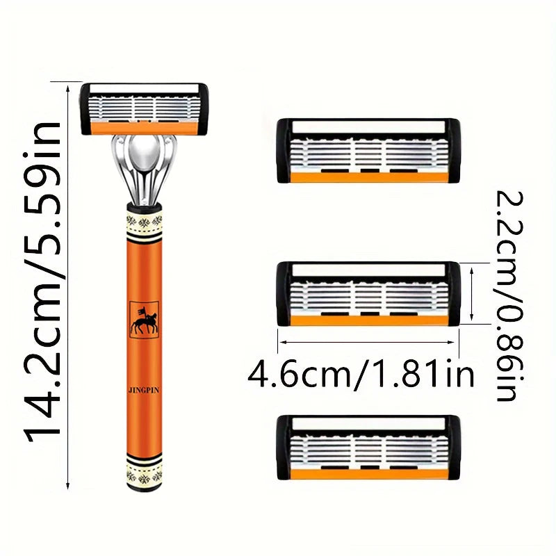 Six-Blade Manual Razor Set with Refills