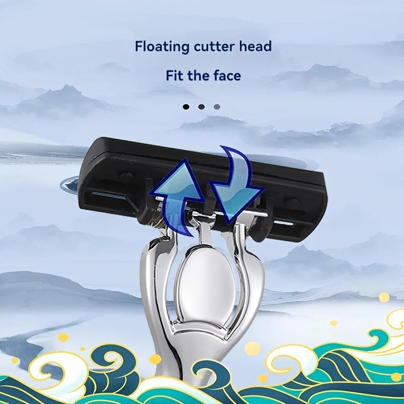 Six-Blade Manual Razor Set with Refills
