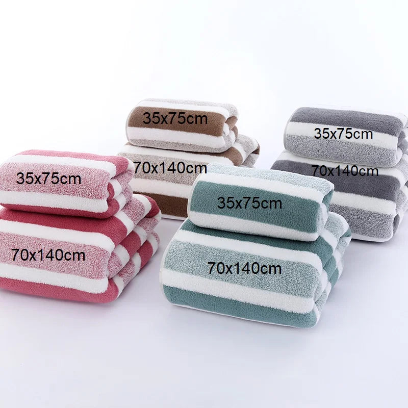 Quick-Dry Striped Bath & Face Towels