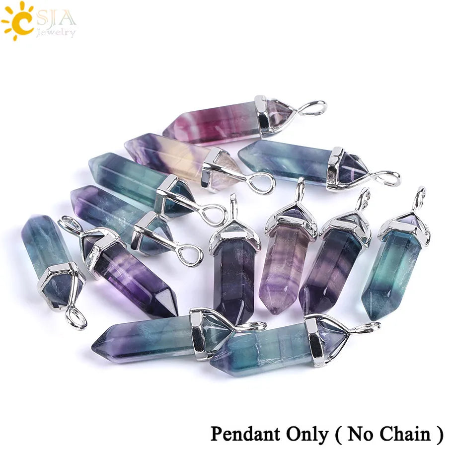 Natural Fluorite Hexagonal Pendant Necklace