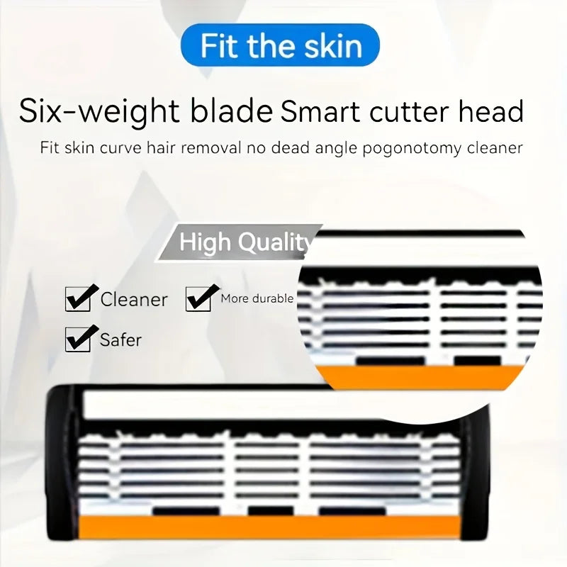 Six-Blade Manual Razor Set with Refills