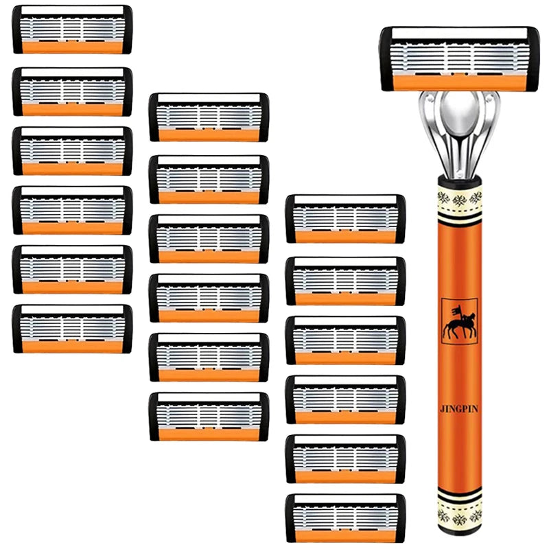 Six-Blade Manual Razor Set with Refills