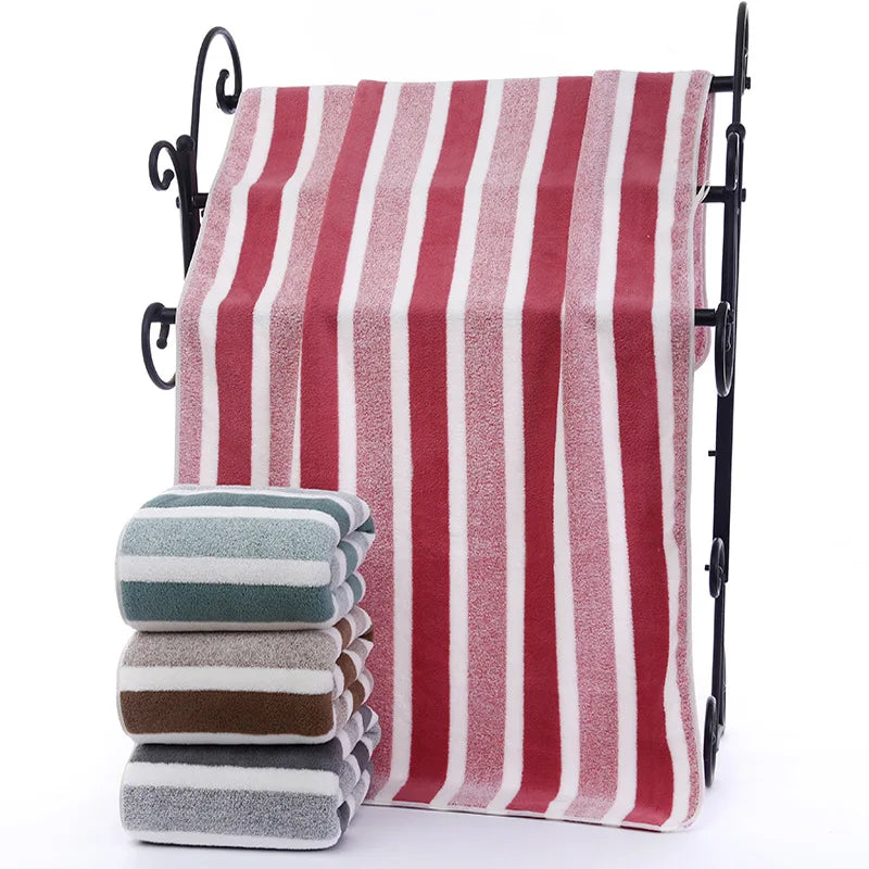 Striped Pattern Towel Set Soft Face Towel Bath Towel Quick Drying Absorbent Towels For Bathroom