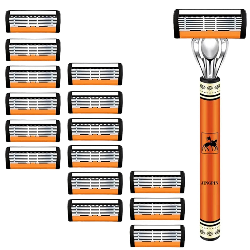 Six-Blade Manual Razor Set with Refills