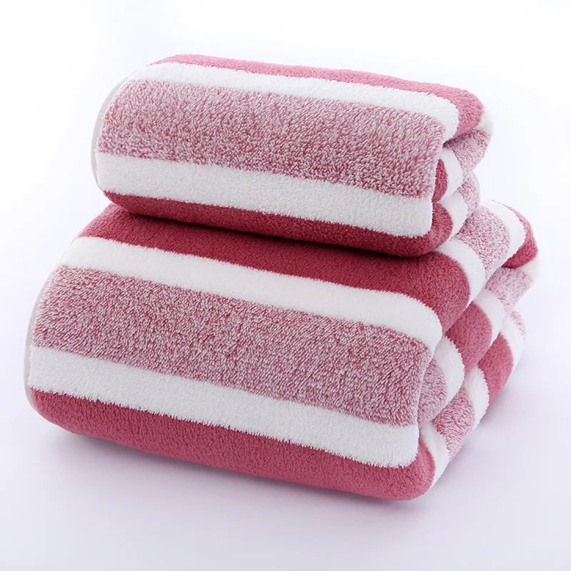 Quick-Dry Striped Bath & Face Towels