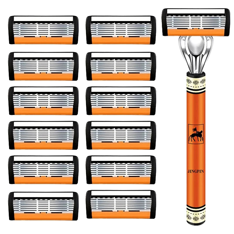 Six-Blade Manual Razor Set with Refills